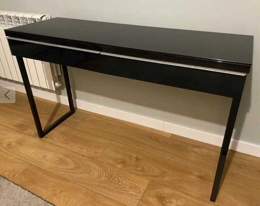 Komoda konsola toaletka biurko IKEA Besta 120 x 40 szklany blat - czarne - unikat