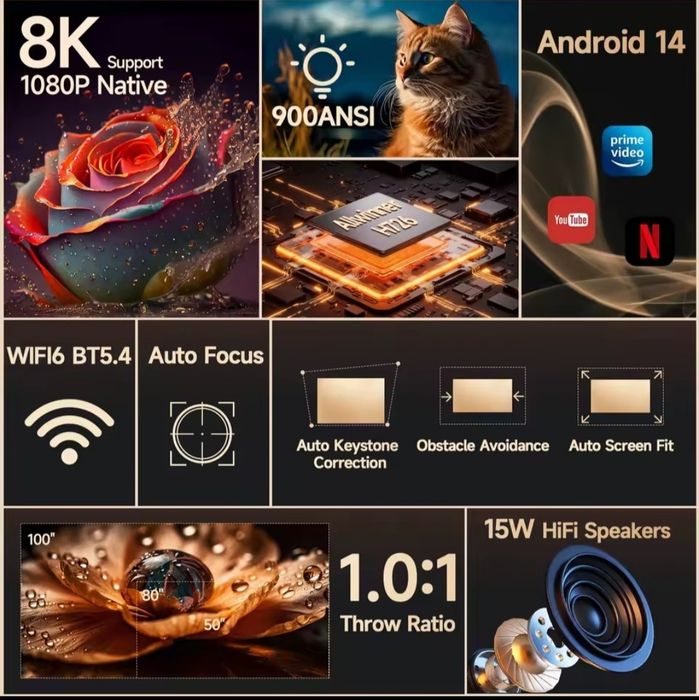 Проектор Magcubic H Y350Max 900ANSI Wi-Fi6 Full HD Android 14