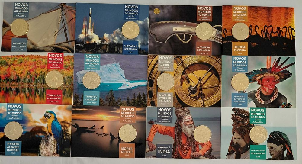 Novos Mundos ao Mundo-Descobrimentos COMPLETA-44 moedas-100$ e 200$-Banho ouro