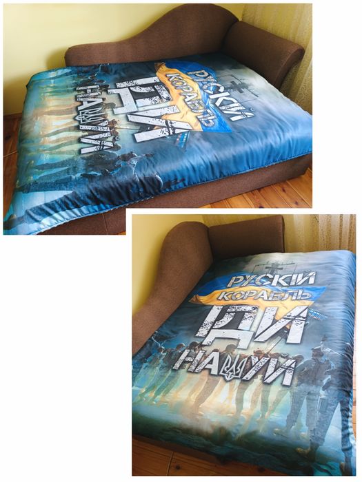 НОВИЙ Теплий патріотичний плед "Рускій корабель іди на" + ПОДАРУНОК