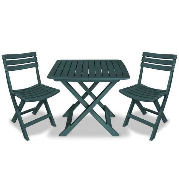 Conjunto bistrô para jardim 3 peças plástico verde