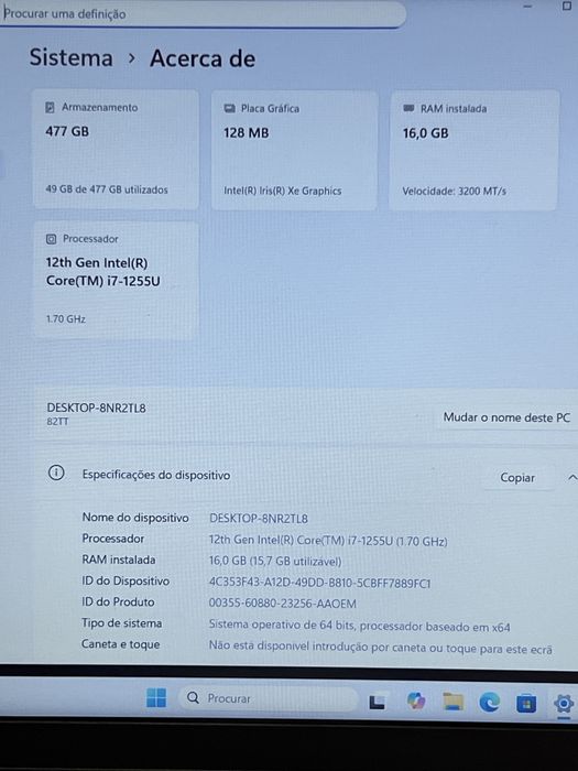 PC Portátil Lenovo V15 Gen3 IAP I7 512GB 16GB - Como novo