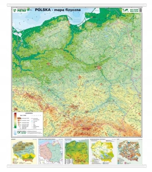 Mapa ścienna fizyczna Polski