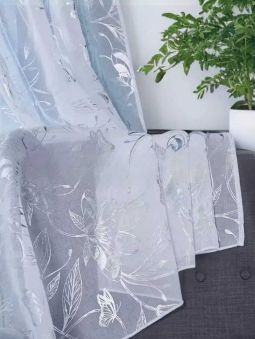 Тюль батист Flowers с цветочным принтом, тюль под лен, тюль с цветами