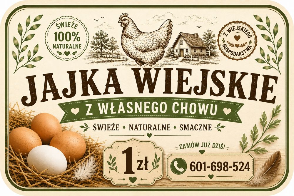 Sprzedam jajka wiejskie .