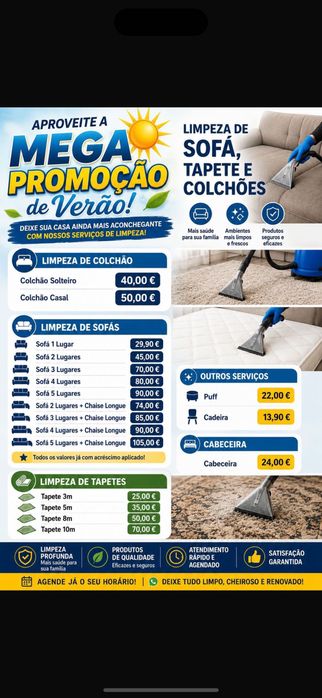Lavagem Higiénica Profissional de Sofás, Colchões, Tapetes e Cadeiras