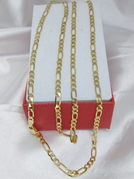 Piękny złoty łańcuszek Figaro, złoto próby 585, dł. 50 cm