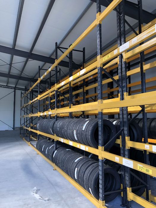 Regał magazynowy do opon z demontażu segmentowy używany dwustronny