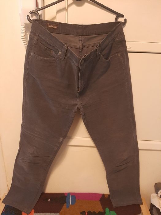 Calças tipo jeans ganga/algodão
