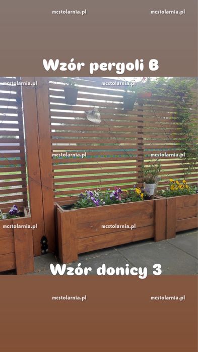 Donica z pergolą płot lamelowy donice na taras zielnik kwietnik