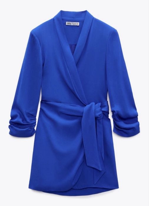 Сукня піджак блейзер жакет Zara синій плаття синє з поясом