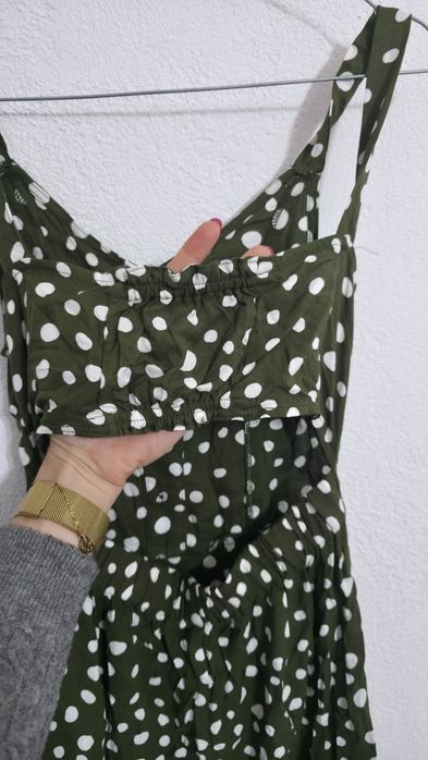 Zielony kombinezon w grochy retro vintage damski kombinezon khaki  M&C