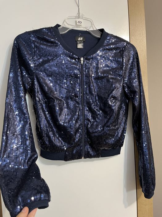 Damska blyszcza kurtka bomberka marynarka narzutka zakiet hm