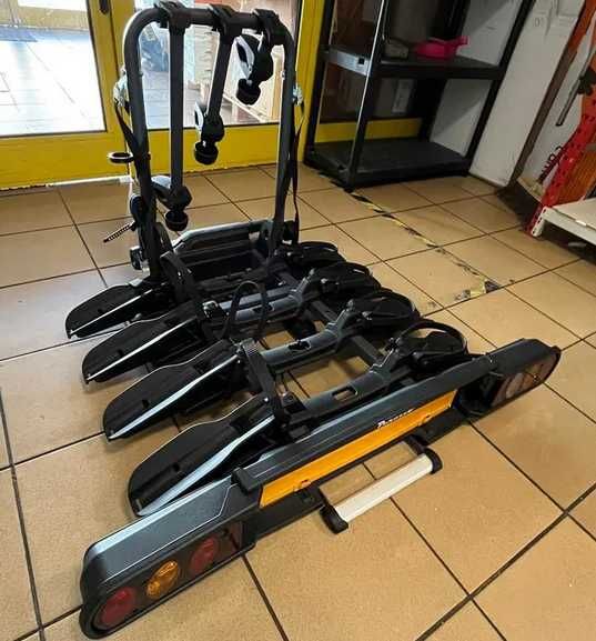 NOWY Bagażnik rowerowy na hak uchwyt na 4 rowery z uchyłem 13PIN + linka