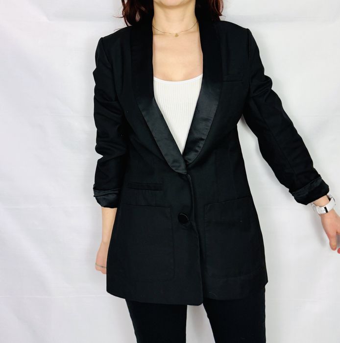 Czarna marynarka z satynowymi klapami M 38