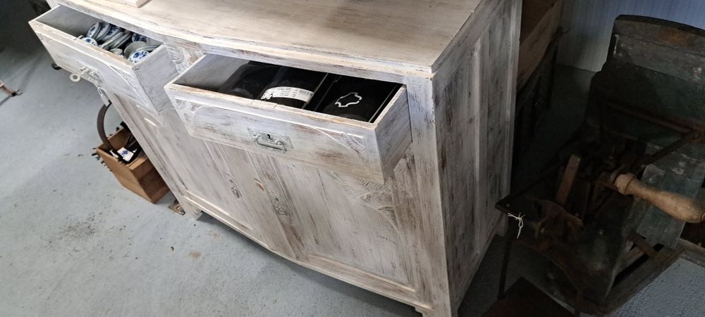 Louceiro com 2 portas e gavetas, restaurado