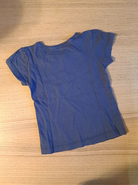 Koszulka tu 92 98 T shirt dziewczęcy top niebieski granatowy falbanki