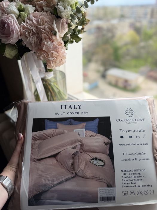 Постільна білизна Євро Сатин Страйп Colorful home Italy, постельное белье страйп сатин