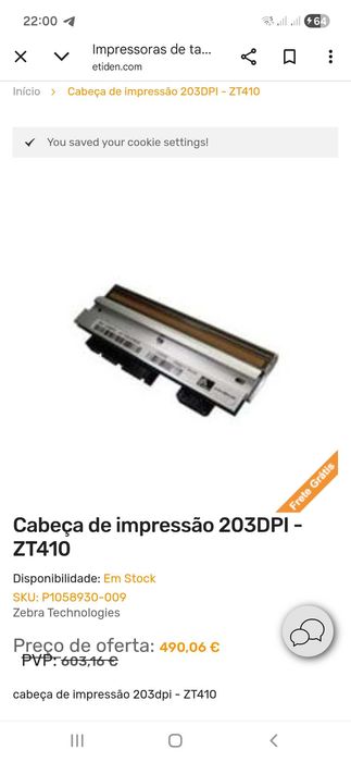 Cabeca de impressao termica zebra zt410/411 203 dpi