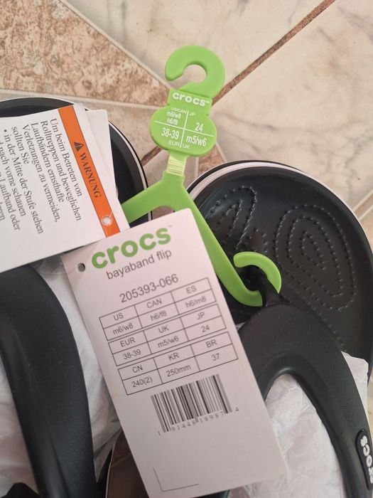 Крокс в'єтнамки Crocs Bayaband Flip Black/White, M5/W6, 38-39 розмір