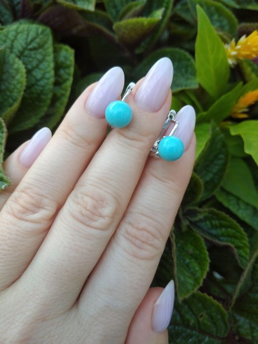 Срібні сережки з натур. каменем