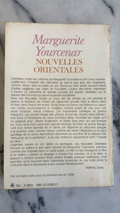 Nouvelles orientales - Marguerite Yourcenar