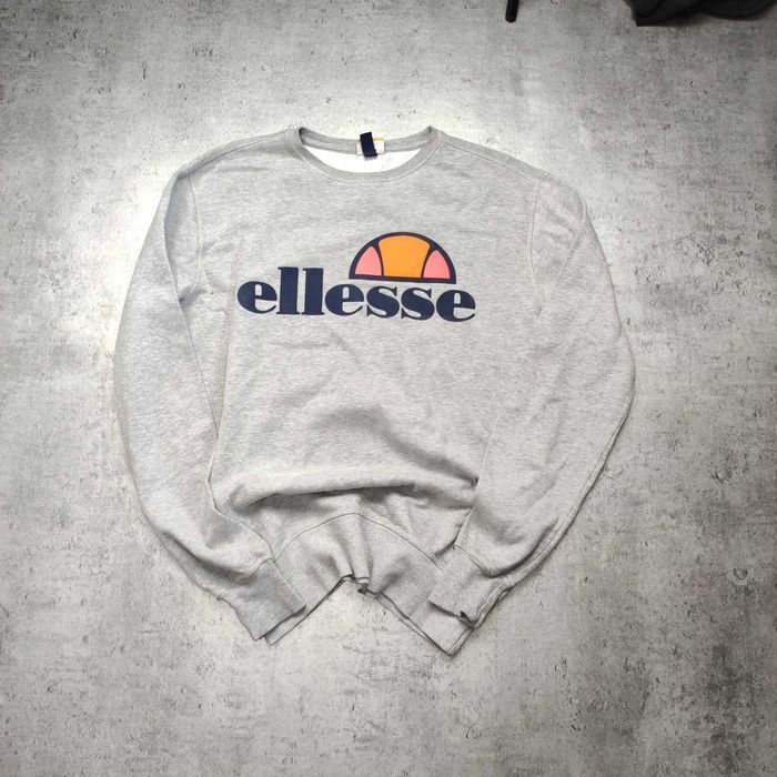MĘSKA Bluza Klasyczna bez Kaptura Ellesse Szara Duże Logo Bawełniana