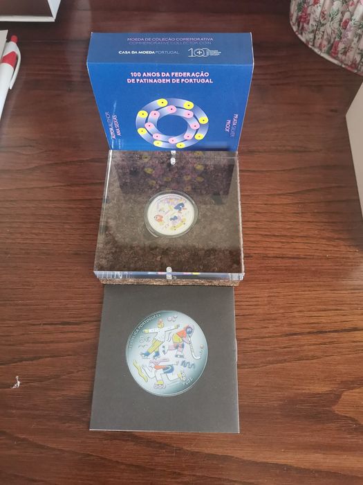 Conjunto 2 moedas comemorativas Prata-Proof "Conhecimento" "Patinagem"