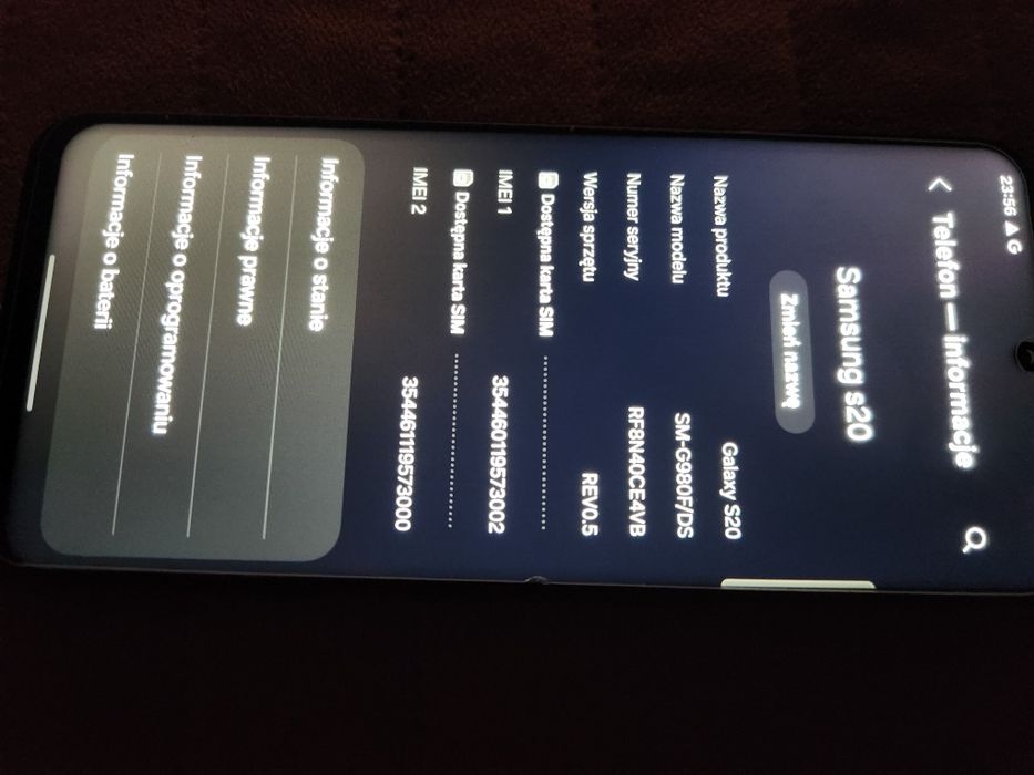 Samsung s20  kamera do wymiany