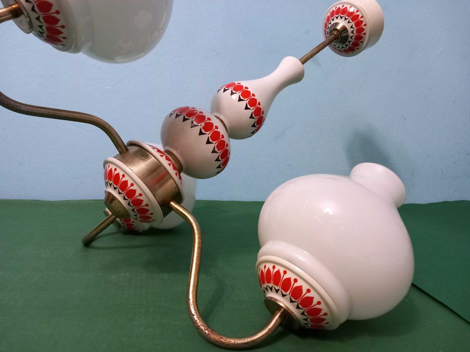 Żyrandol porcelanowy Lampa sufitowa wisząca sprawna RETRO z PRL