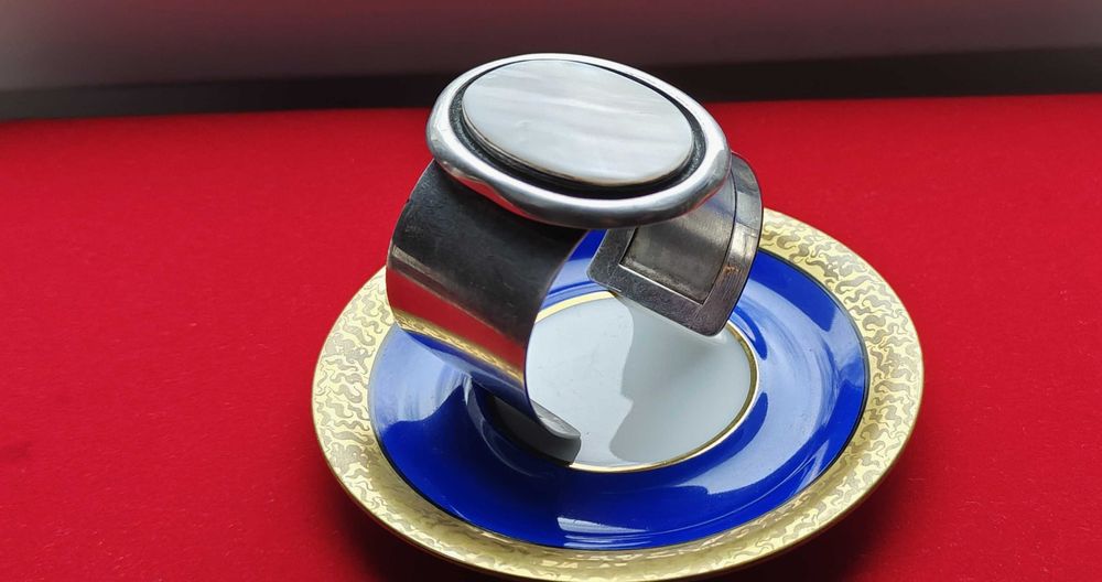 Duża Bransoletka Bangla Srebrna 925 Masa Perłowa Typ Orno Rytosztuka