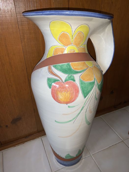 Jarrao Pote em ceramica barro vermelho pintura manual motivos florais