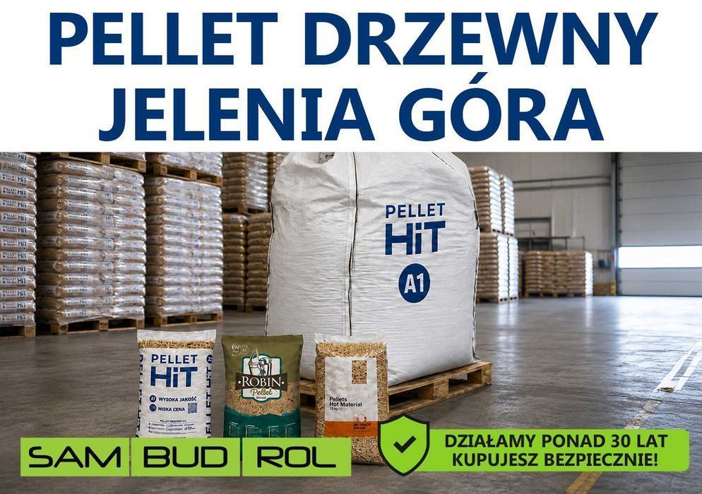 Pellet drzewny JELENIA GÓRA, klasa A1 oraz A2, big bag i workowany, transport pod dom, bezpieczna płatność u kierowcy!