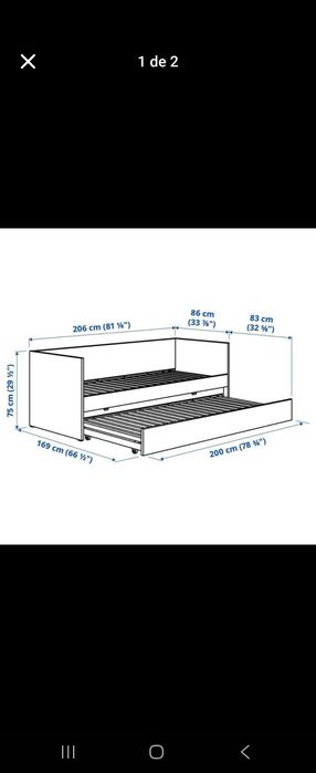 Cama extensível, com gavetão, dois colchões e um sobrecolchão