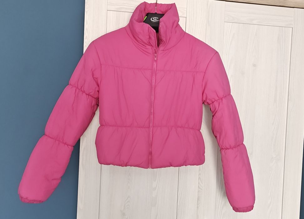 Kurtka ze stójką bomber puffer shein różowa XS