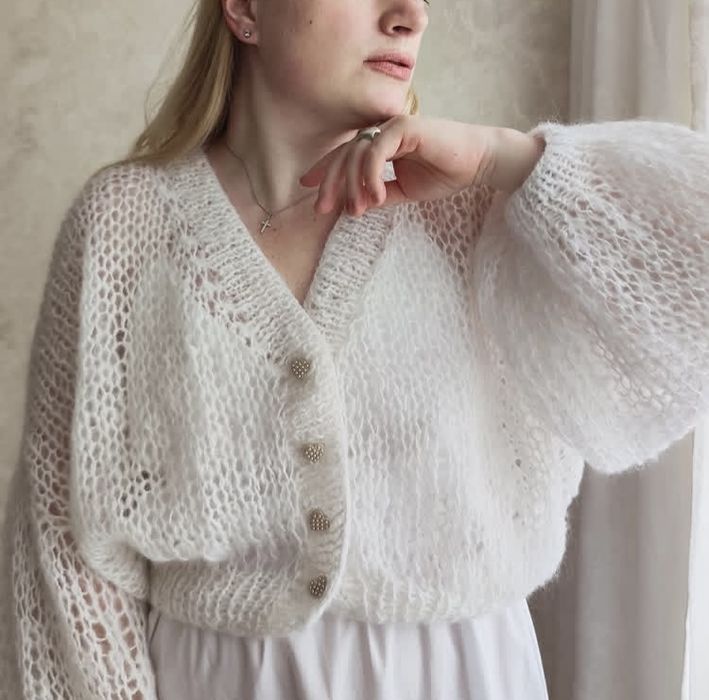 Светр кардиган паутинка хмаринка мохеровий кардиган мохер павутинка