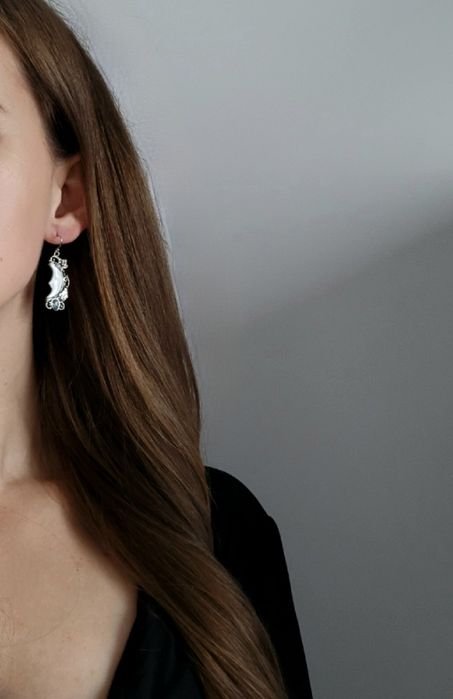 Kolczyki słowiańskie boho etniczne księżyce moon slavic etnic earrings