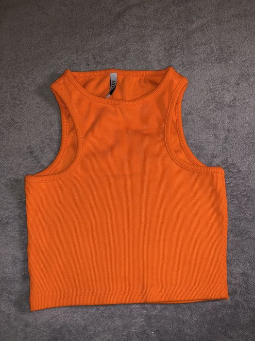 Top jaskrawopomarańczowy , prążkowany