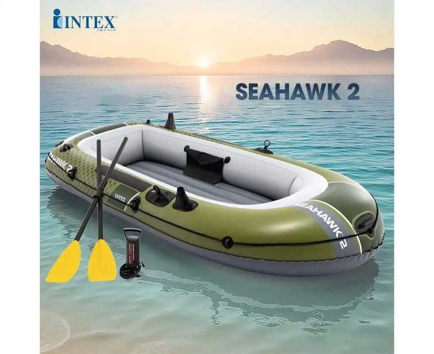 Intex 66332, надувная лодка SEAHAWK 2 Set (68347) 236x114x41см, 2-х