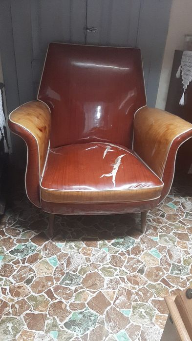 Par de cadeirões vintage Art Déco Tardio / anos 40-50 para restauro