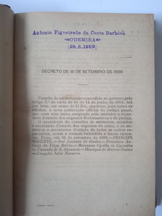 Raríssimo Código Penal Anotado de 1896