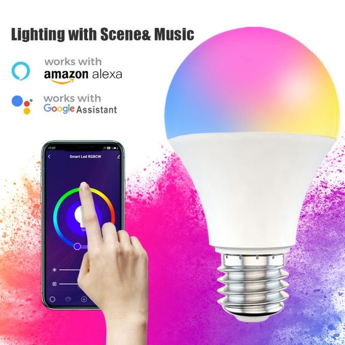 Lâmpada LED com app, wifi rgb. Funciona com alexa google