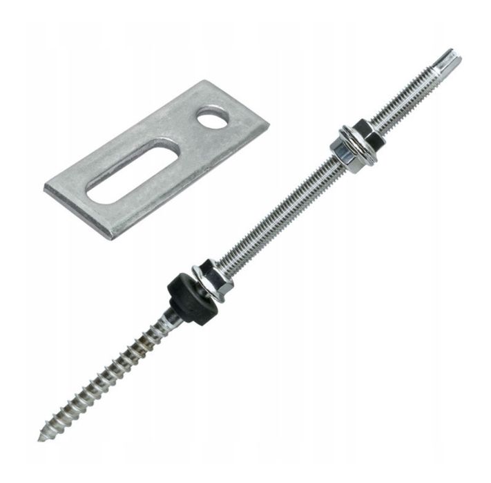 Гвинт-шуруп М10/250мм нержавіюча сталь + пластина-адаптор (комплект)