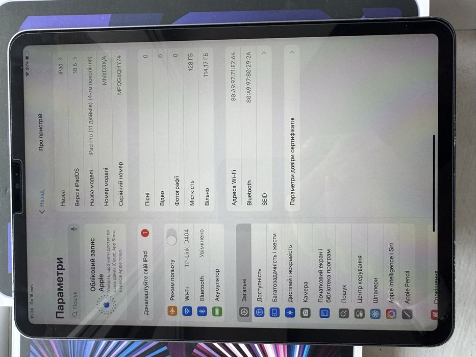 IPad Pro 11 (4-gen) 128gb, m3, 2023г