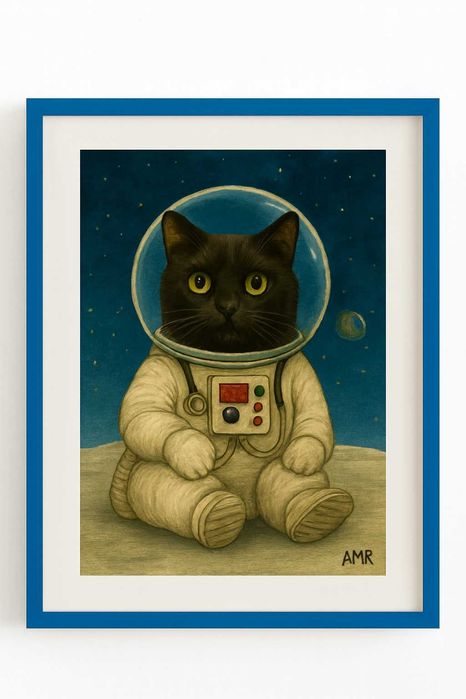 Poster Gato preto na lua