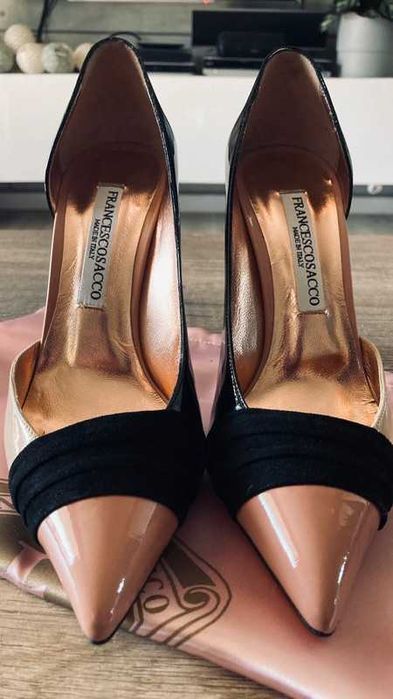 Szpilki FRANCESCO SACCO, skóra lakierowana, made in ITALY, rozm. 38.5