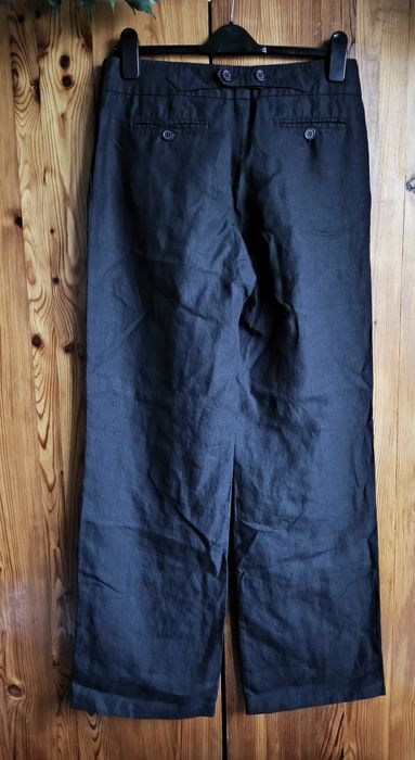 Cambio S 36 / 8 lniane czarne spodnie proste szeroka nogawka