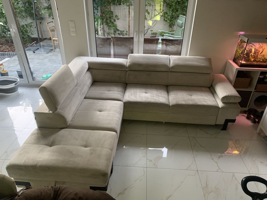 Narożnik EMPORIO L NEW rozkładany ecru jasny