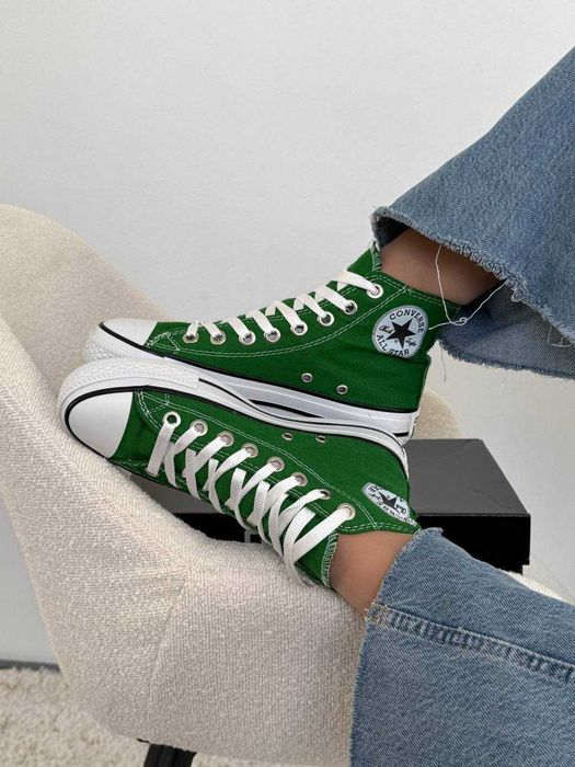 Зелені жіночі високі кеди конверси олл стар converse all star green