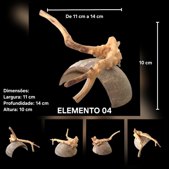 Elementos Naturais para Aquário – Casca de Coco com Tronco e Anúbia